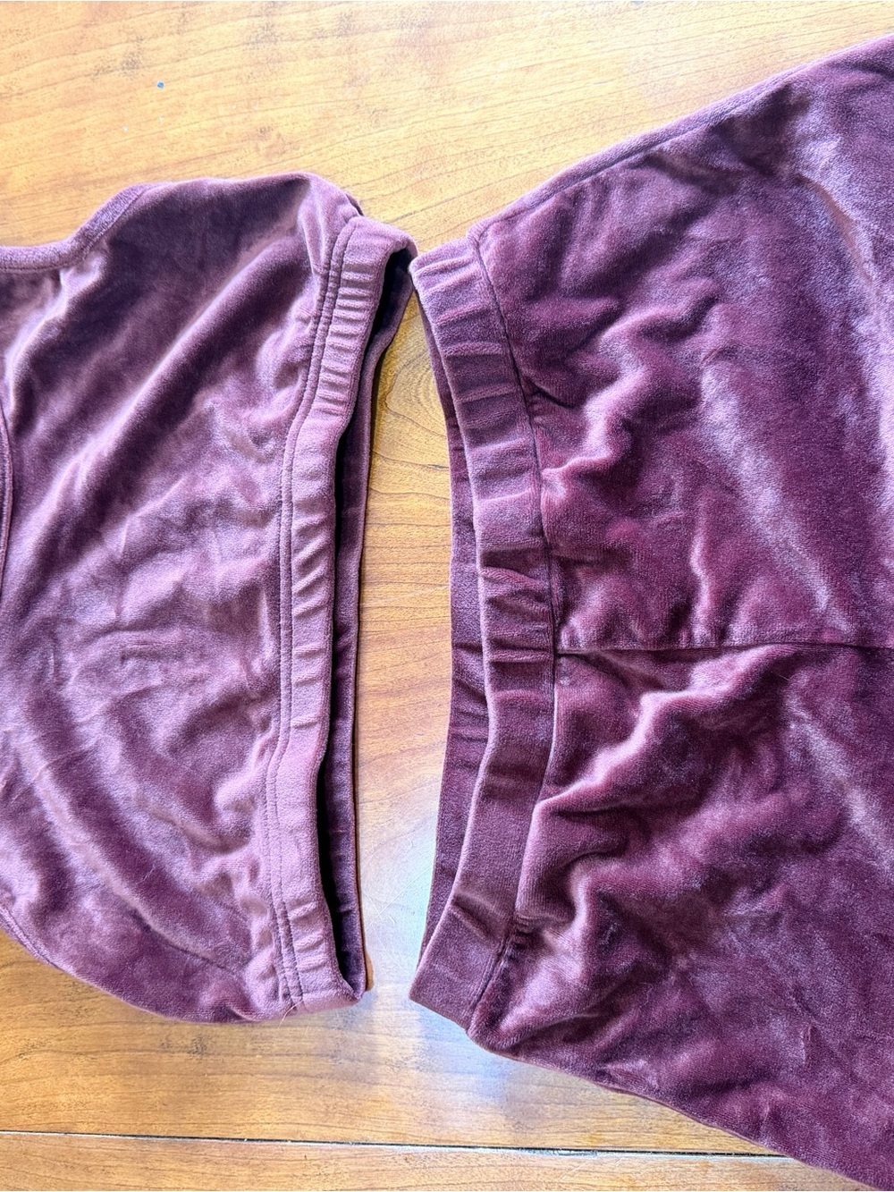 Fashion Nova Burgundy Velvet Pajama Set Top and Bottom